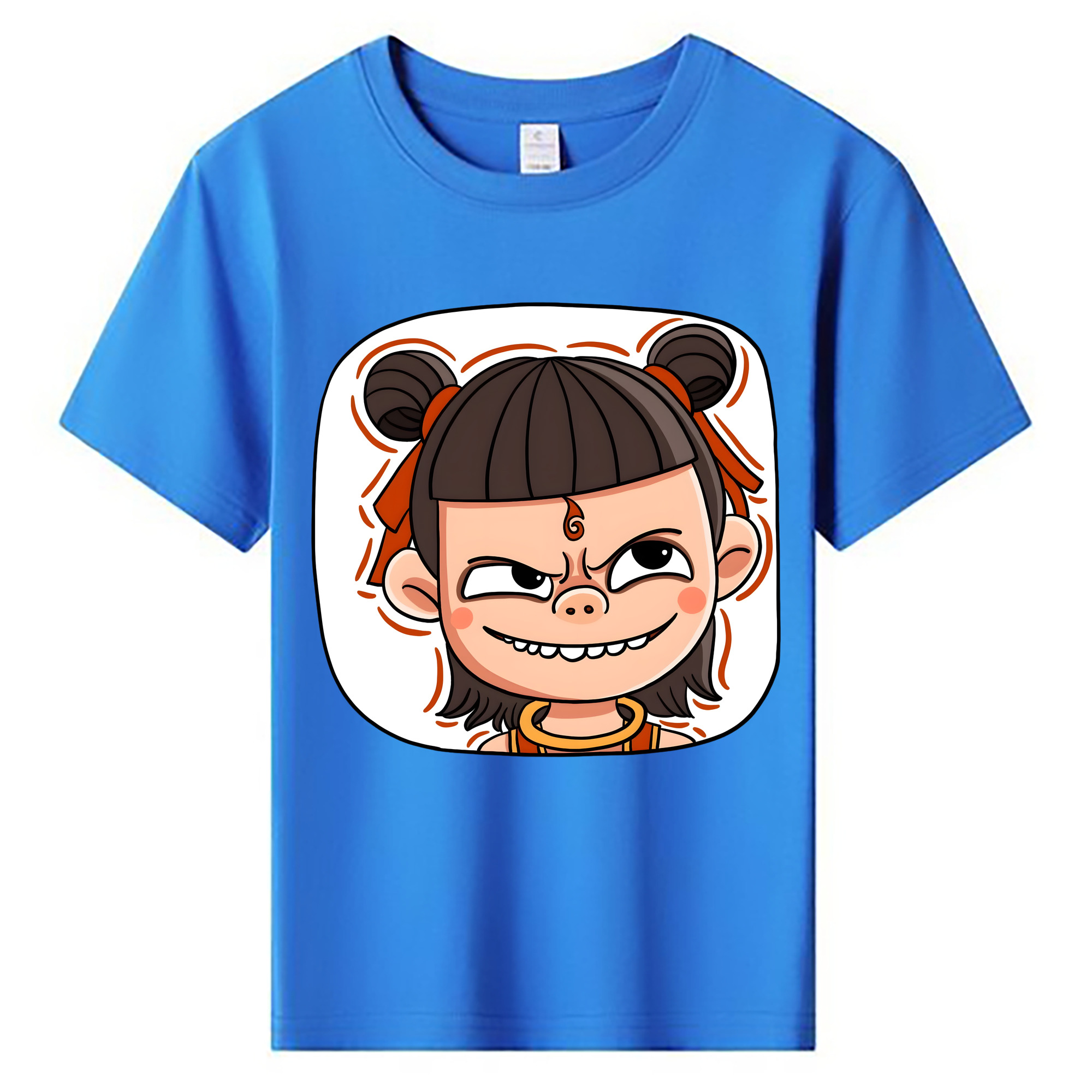 （画像用） Ne Zha 2 ナタ 魔童の大暴れ 綿100％キッズTシャツ（フロントプリント）